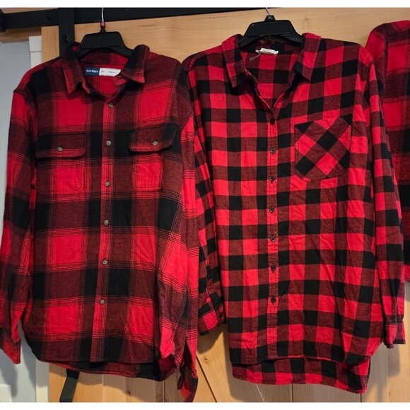 Lot of 4 Red Flannel Family Christmas Photo Shirt Men XXL Women XL Girls L & XL - Picture 2 of 16